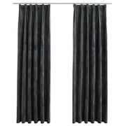 Tende Oscuranti | Tende Blackout con Ganci 2 pz Antracite in Velluto 140x225 cm