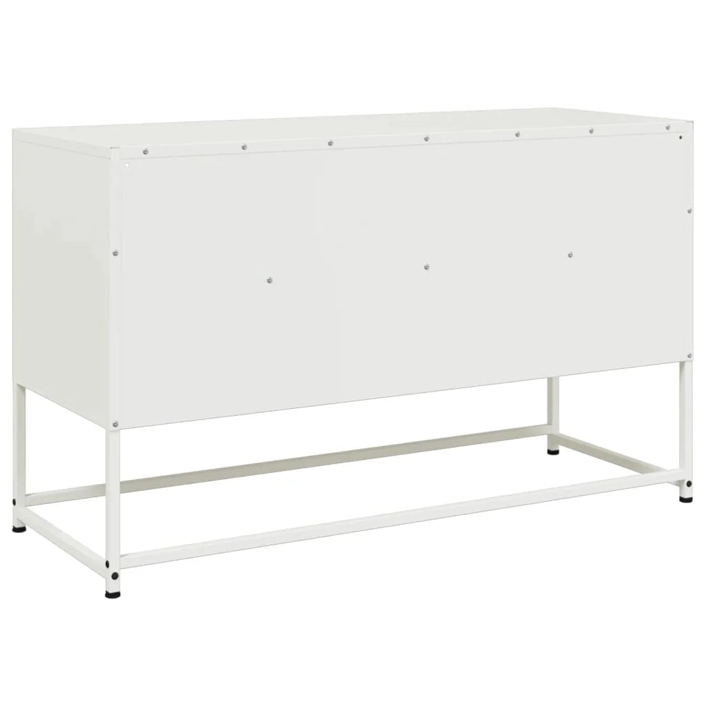 Mobile TV multimediale mensola TV credenza TV per sala da pranzo soggiorno camera da letto 100,5 x 39 x 60,5 cm acciaio bianco 02_0025548