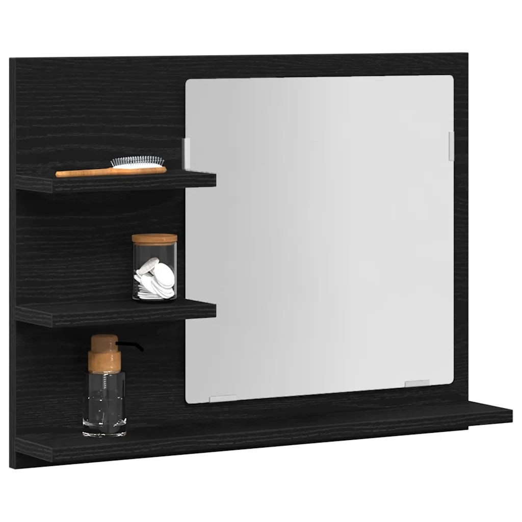 Specchio da Bagno Rovere Nero 60x10,5x45 cm Legno Multistrato 862546