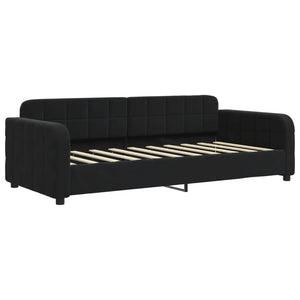 Divano Letto Estraibile con Cassetti Nero 90x190 cm in Velluto 3197016