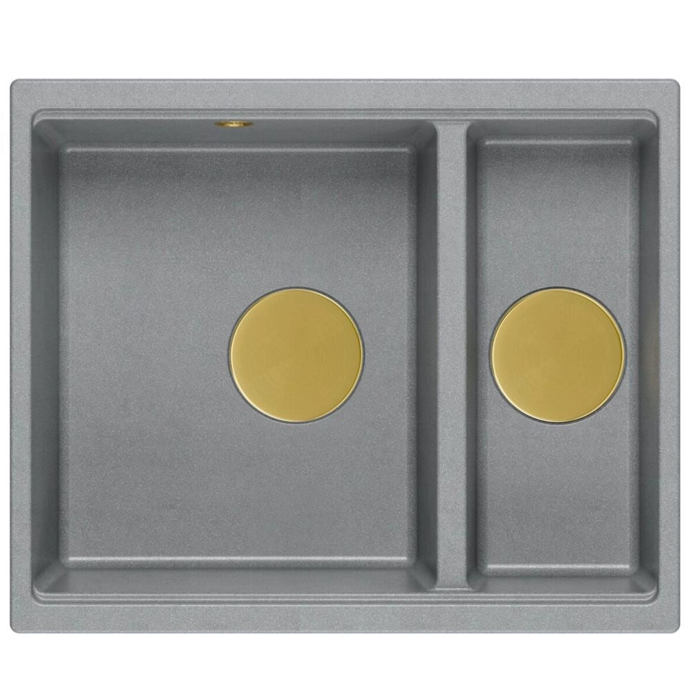Lavello In Granito Logan 150 Grey Metallic Tappo oro