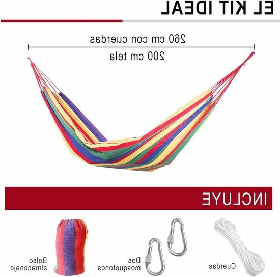 Hangmat robusta - tessuto resistente - facile da installare - portatile - 200 x 80 cm - patio - terrazza - sdraio oscillante - riposo all'aperto - esterno - rosso