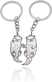 Otter Key Hooks | Chiavi per Auto con Otter | Accessori per Borse Regali | Cartoon per Amici e Coppie | Accessori per Auto - Argento - Unico Modello