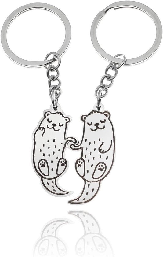 Otter Key Hooks | Chiavi per Auto con Otter | Accessori per Borse Regali | Cartoon per Amici e Coppie | Accessori per Auto - Argento - Unico Modello