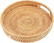 Cestino Rotondo di Rete con Maniglie, Organizzatore Naturale per Snacks, Pane e Bevande, Mandorlo Decorativo per l'Uso di Tavolo
