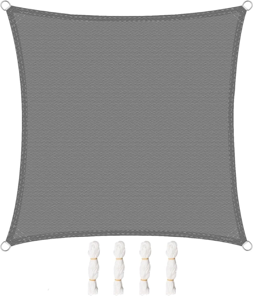 Vela ombreggiante 5x5m in HDPE 180 g/m² Traspirante Tenda a Vela Parasole Quadrato Protezione Solare Respirante Anti UV Giardino Esterni Grigio