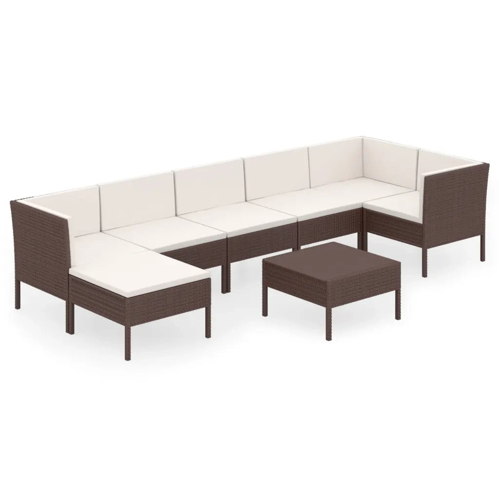 Set Divani da Giardino 8 pz con Cuscini in Polyrattan Marrone cod mxl 38358
