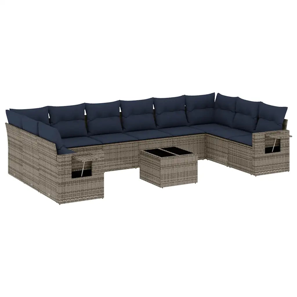 Set Divani da Giardino 11 pz con Cuscini Grigio in Polyrattan 3220680