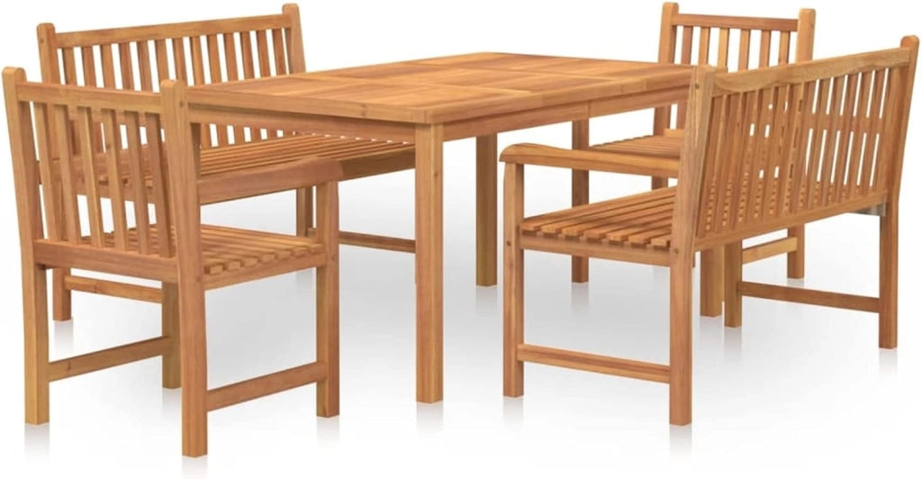 Set da pranzo da giardino 5 pezzi, set da tavolo e sedie da giardino, tavolo e sedie da terrazza, set di mobili da giardino, set da terrazza in legno massello di teak
