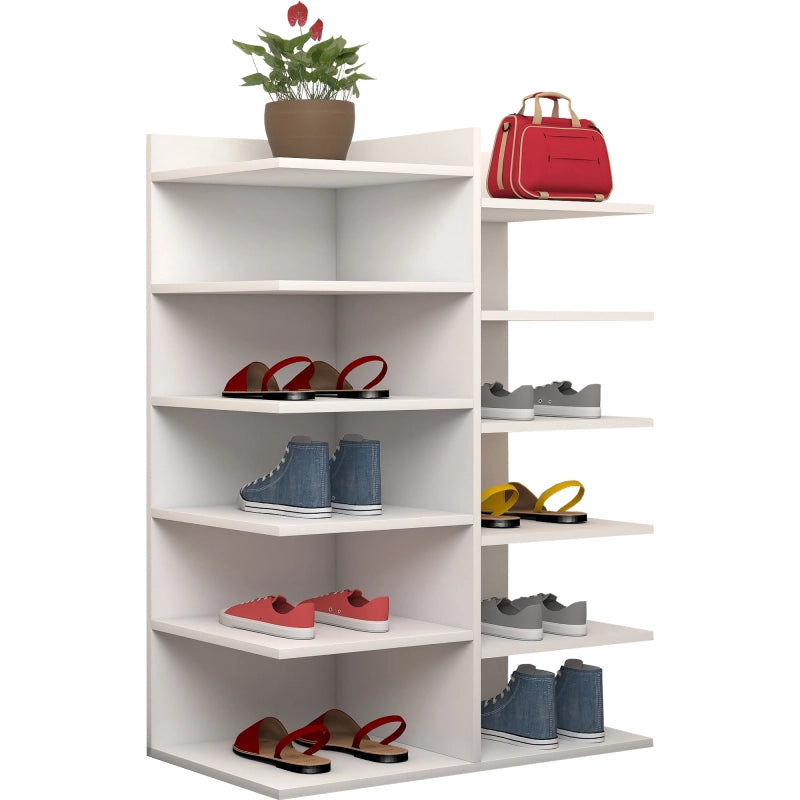 Legno Soft Scarpiera H80 L60 P30 cm Mobile Porta Scarpe Salvaspazio con Ripiani Interni Colore Bianco