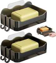 Dispensatore di sapone adesivo per doccia - Ossatura autoadesiva per doccia con ganci - Capacità massima 5kg - Dispensatore di sapone per bagno - Supporto per spugna senza foro - Grigio Nero