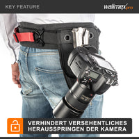 Porta macchina fotografica da cintura, Gancio e Clip a V, Piastra a sgancio rapido compatibile con Arca-Swiss, max 5 kg, per cinghie larghe fino a 50 mm