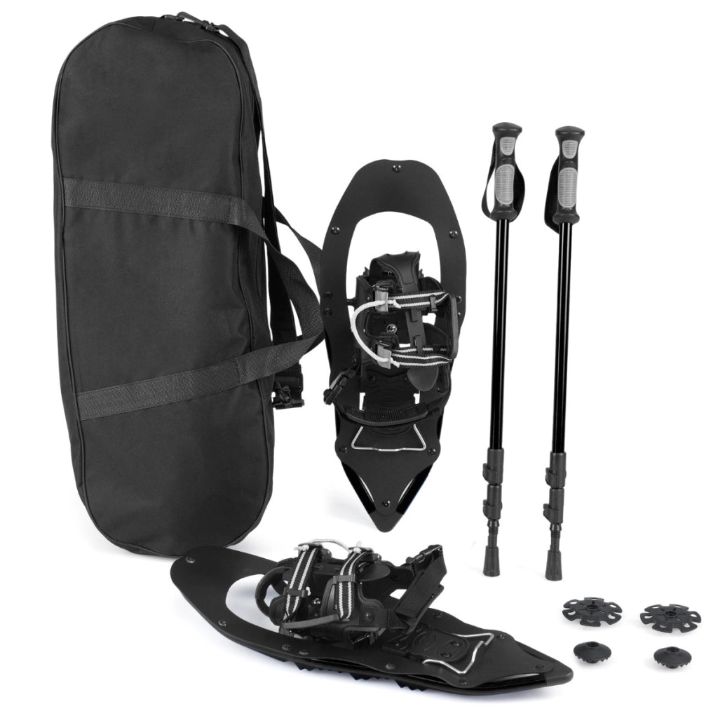 Paio di racchette da neve con bastoncini da trekking, Paio di racchette da neve kit in alluminio per ogni terreno Nero-Campeggio e Trekking