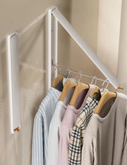 Kledingrek per Wand, intrekbare e pieghevole hanger per abbigliamento per la stanza da lavare, organizzazione e archiviazione, hanger per appartamento, armadio, balcone, stanza da lavare (1P, metallo, bianco)