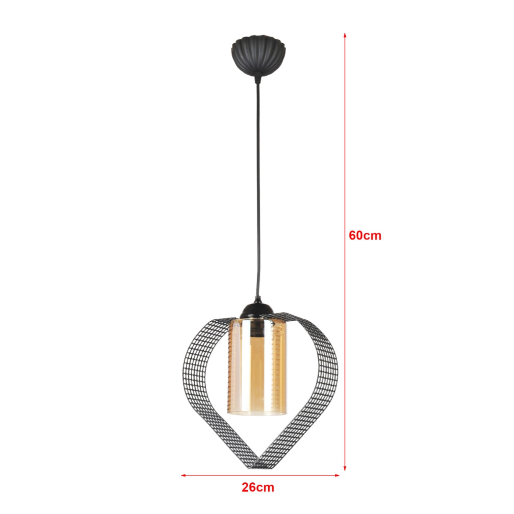 Lampada a Sospensione 'Inverkeithing' con 1 Fonte Luce Lampada Pendente a Forma di Cuore con Paralume Cilindrico in