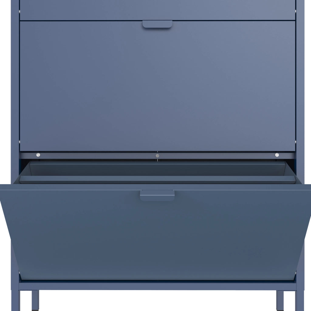 Scarpiera MARION a 3 ante in metallo grigio-blu