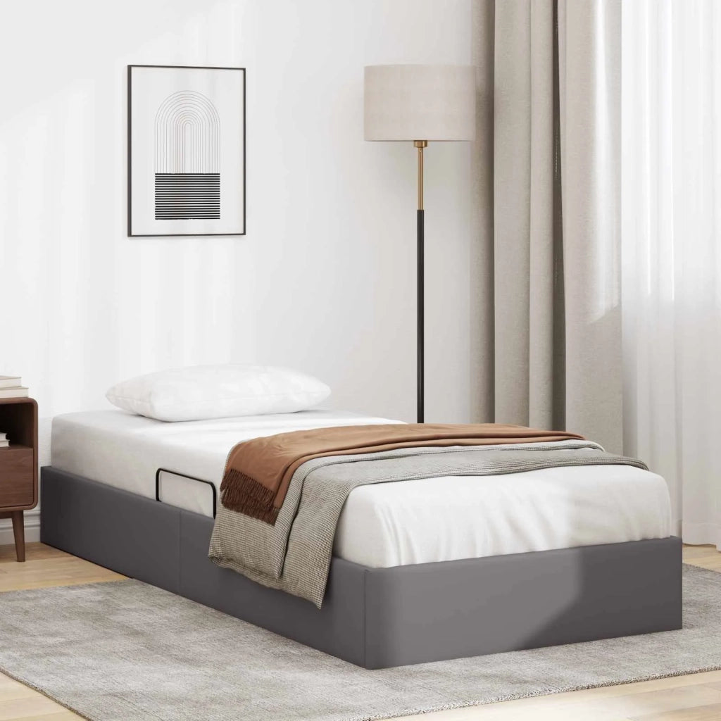 Letto ottomano Grigio 100 x 200 cm Pelle Sintetica 3442760
