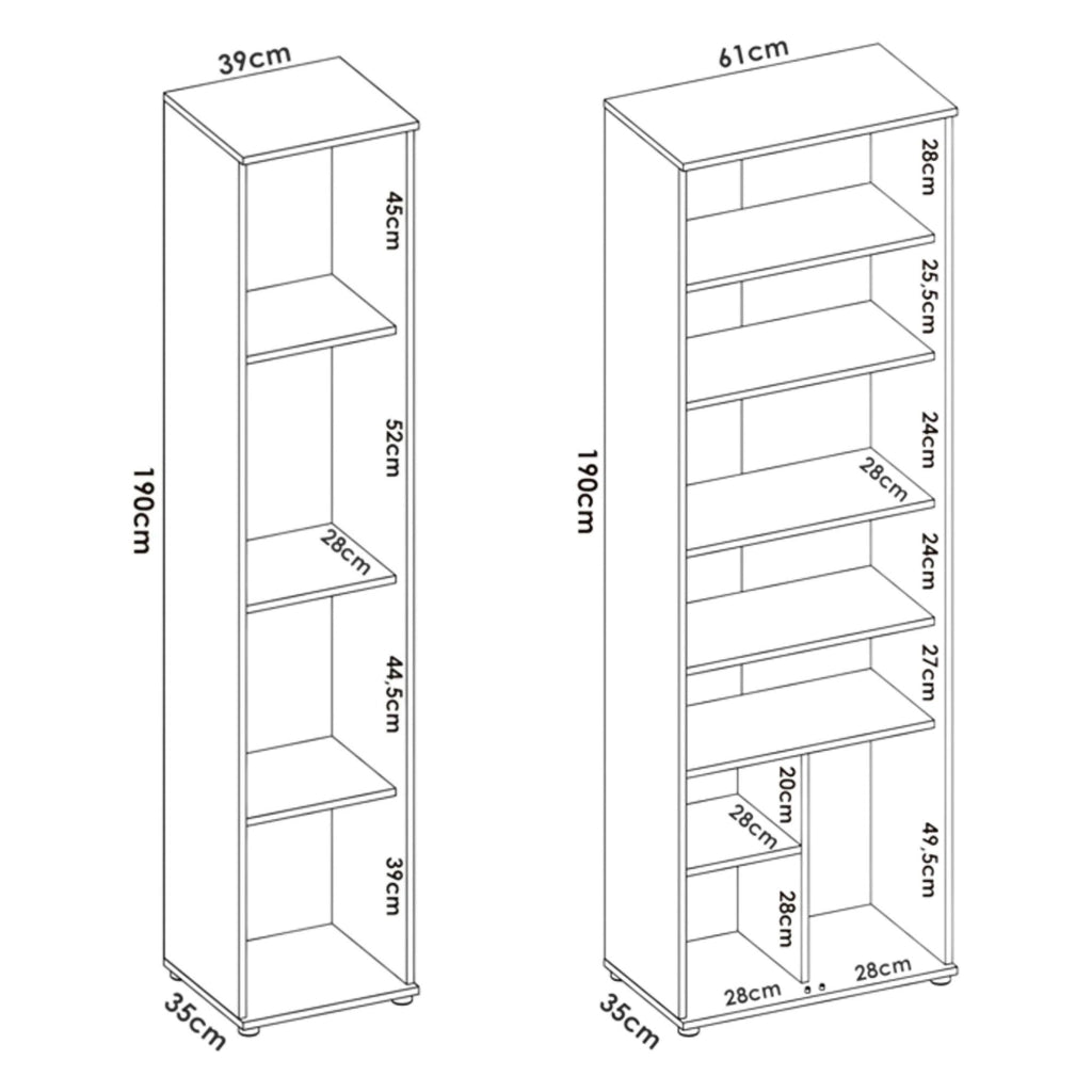 Casciano, Armadio Multiuso Grande Modulabile, 100x190h cm Bianco