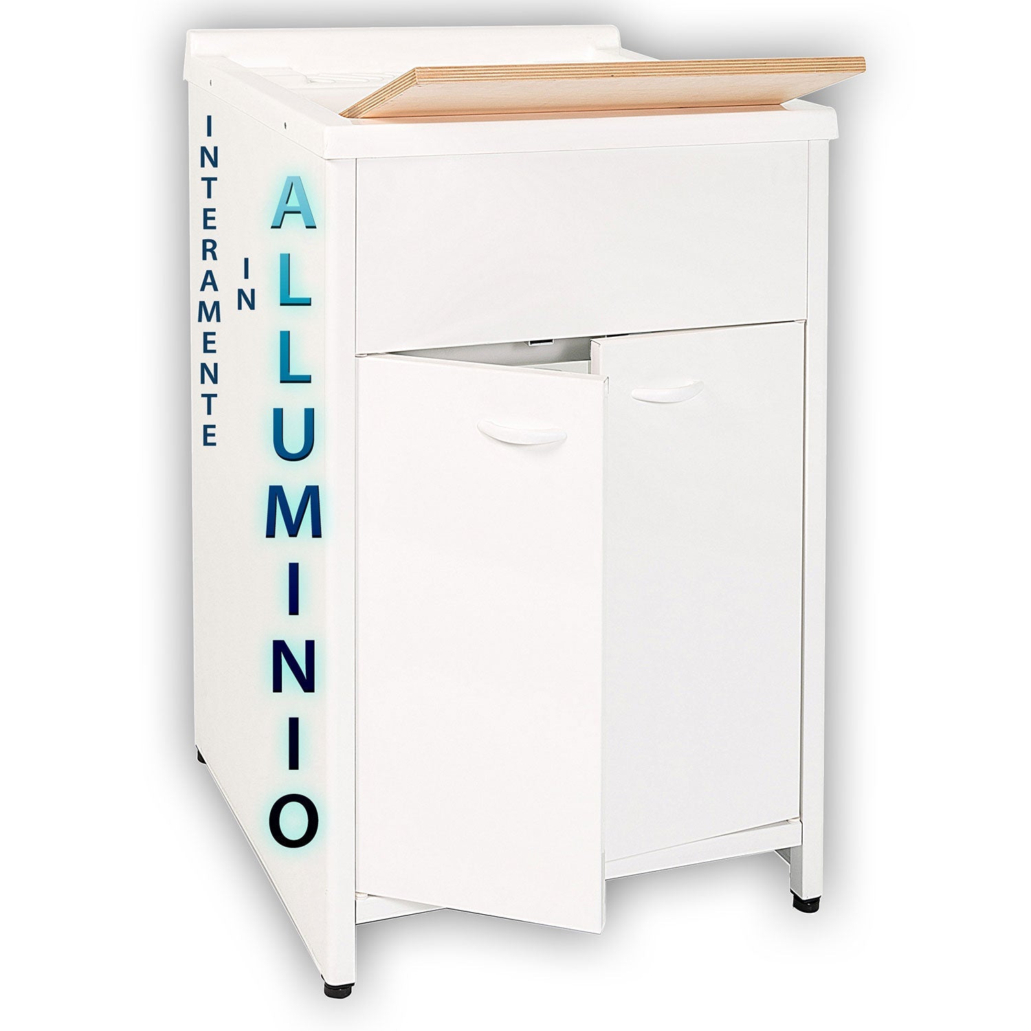 Mobile Lavatoio da Esterno in Polipropilene e Alluminio 60x50x83 cm Bianco