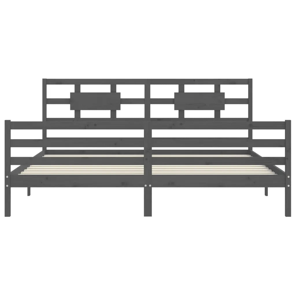 Giroletto con Testiera Grigio 200x200 cm in Legno Massello