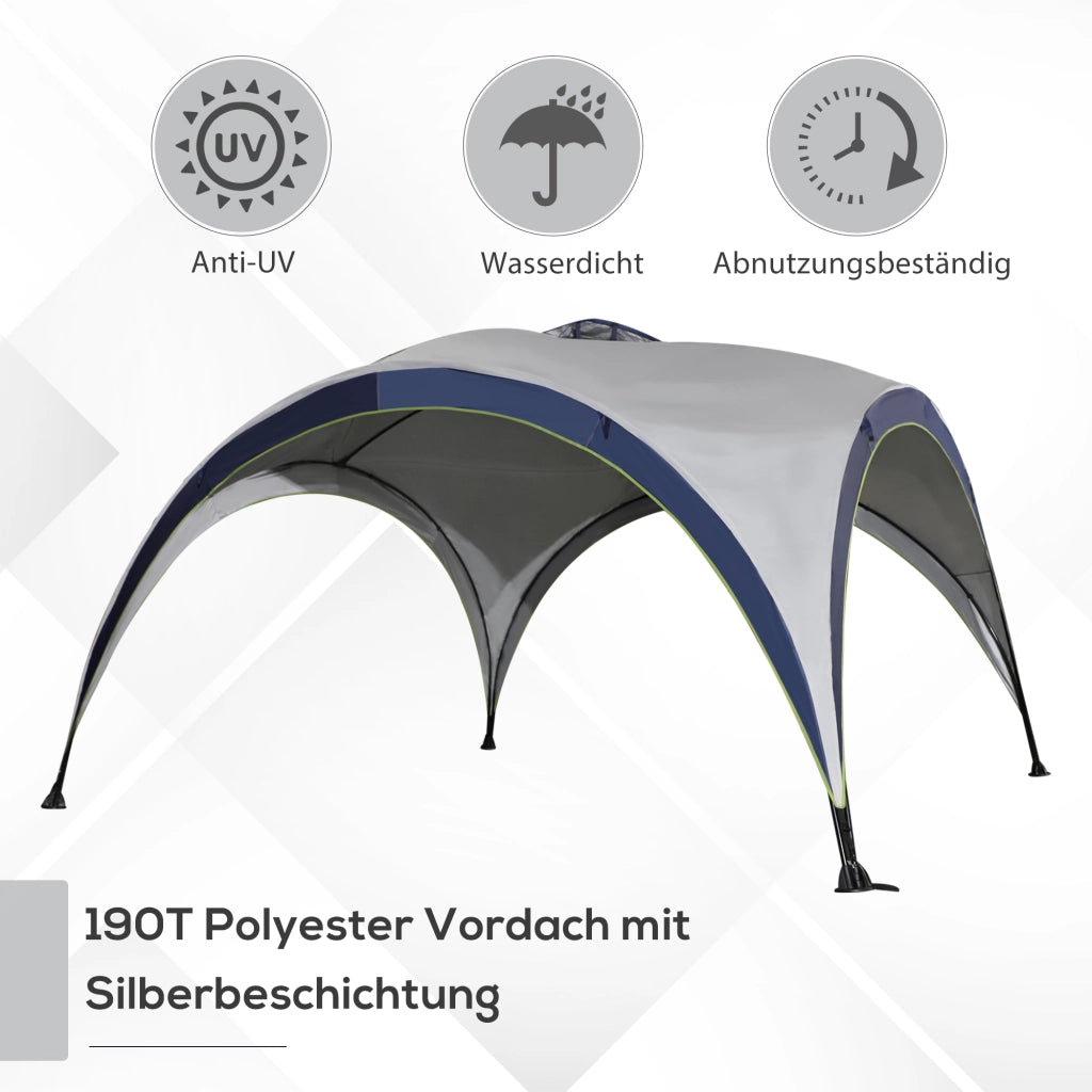 Gazebo da giardino ¨C Zephmum ¨C Poliestere crema e blu 4x4x2.5m
