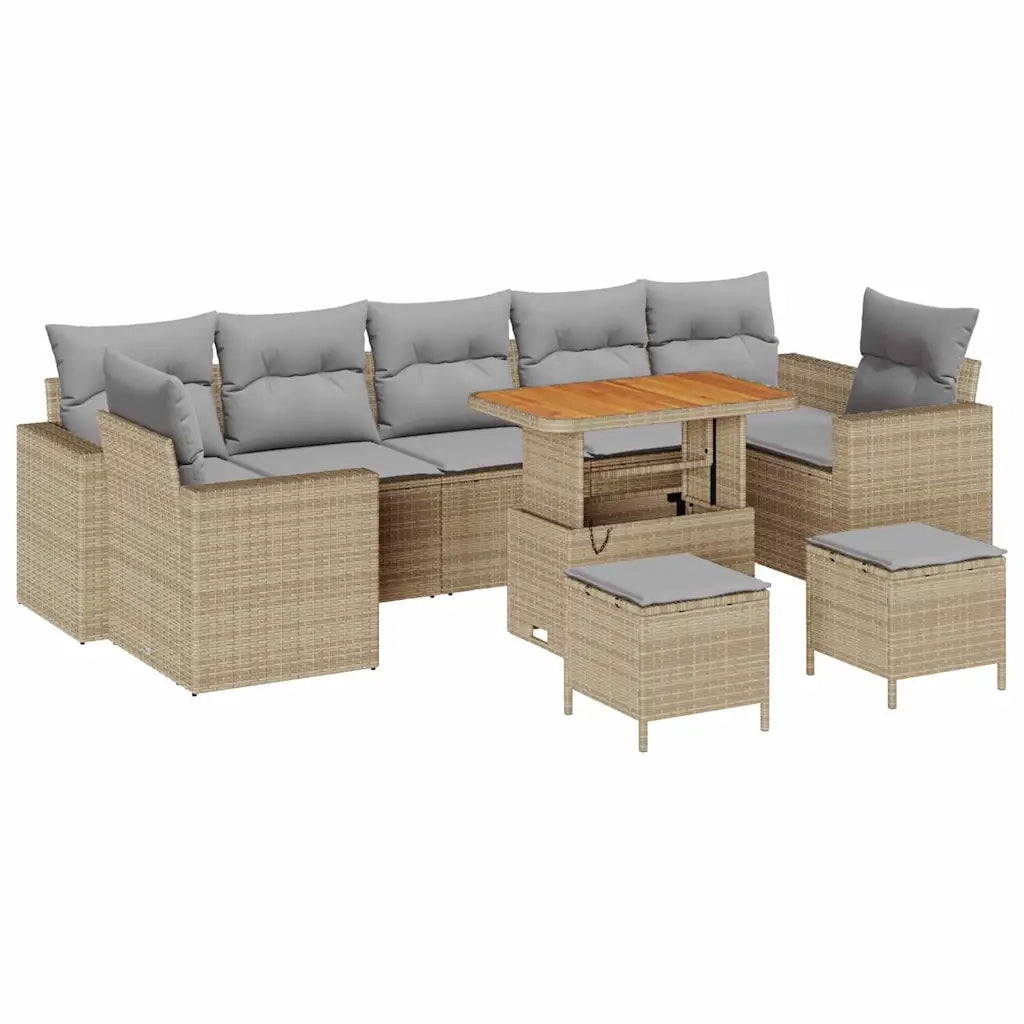 Set Divano da Giardino 10 pcs Beige polyrattan 3361602
