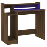 Scrivania con Luci LED-Scrivanie per ufficio e studio Marrone Rovere 97x45x90cm in Multistrato