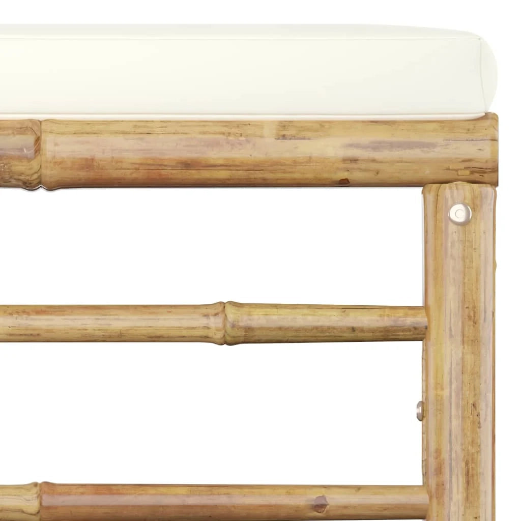 Set di mobili da giardino mobili da esterno set da 5 pezzi con cuscini bambù bianco crema 02_0016305