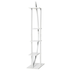 Portafiori a 5 Livelli a Mezzaluna 50x30x160 cm per Interni ed Esterni in MDF e Acciaio Bianco