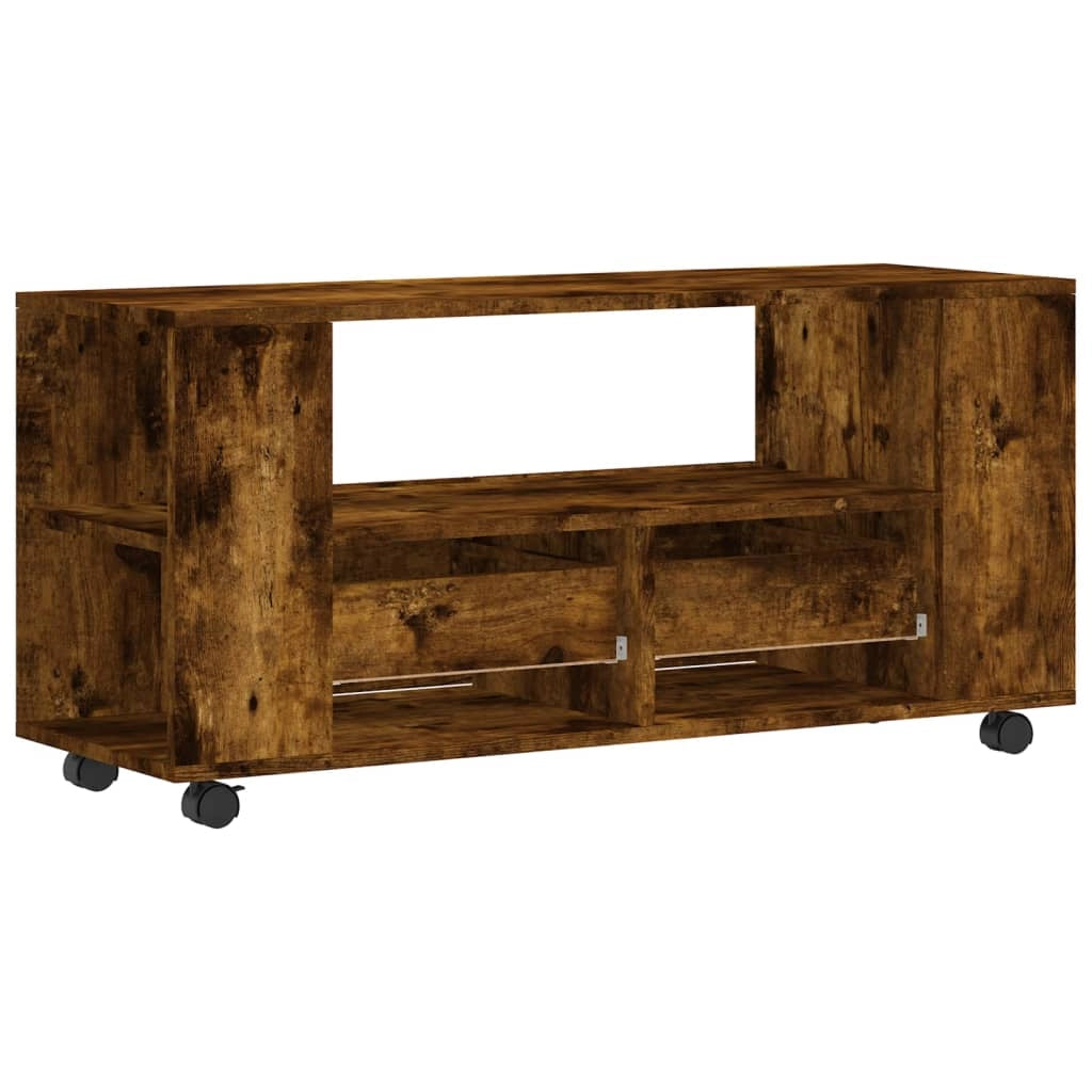 Mobile TV multimediale mensola TV credenza mobile TV sala da pranzo soggiorno camera da letto rovere affumicato 102 x 34,5 x 43 cm legno ingegnerizzato marrone 02_0027286