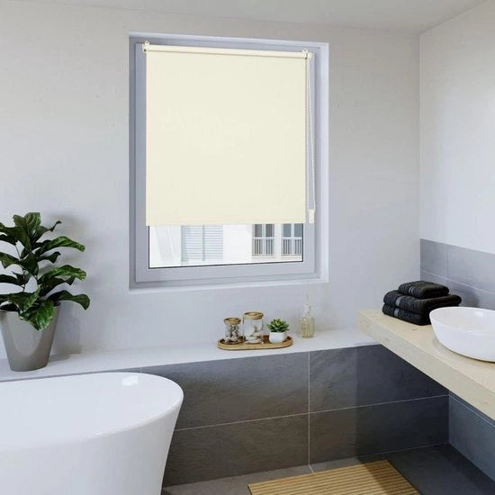 Rullo di tenda termica 75 x 160 cm crema senza forare con la stessa finitura a vernice Öko-Tex Standard 100, protezione visiva, occultamento solare, Klemmfix per finestre e porte