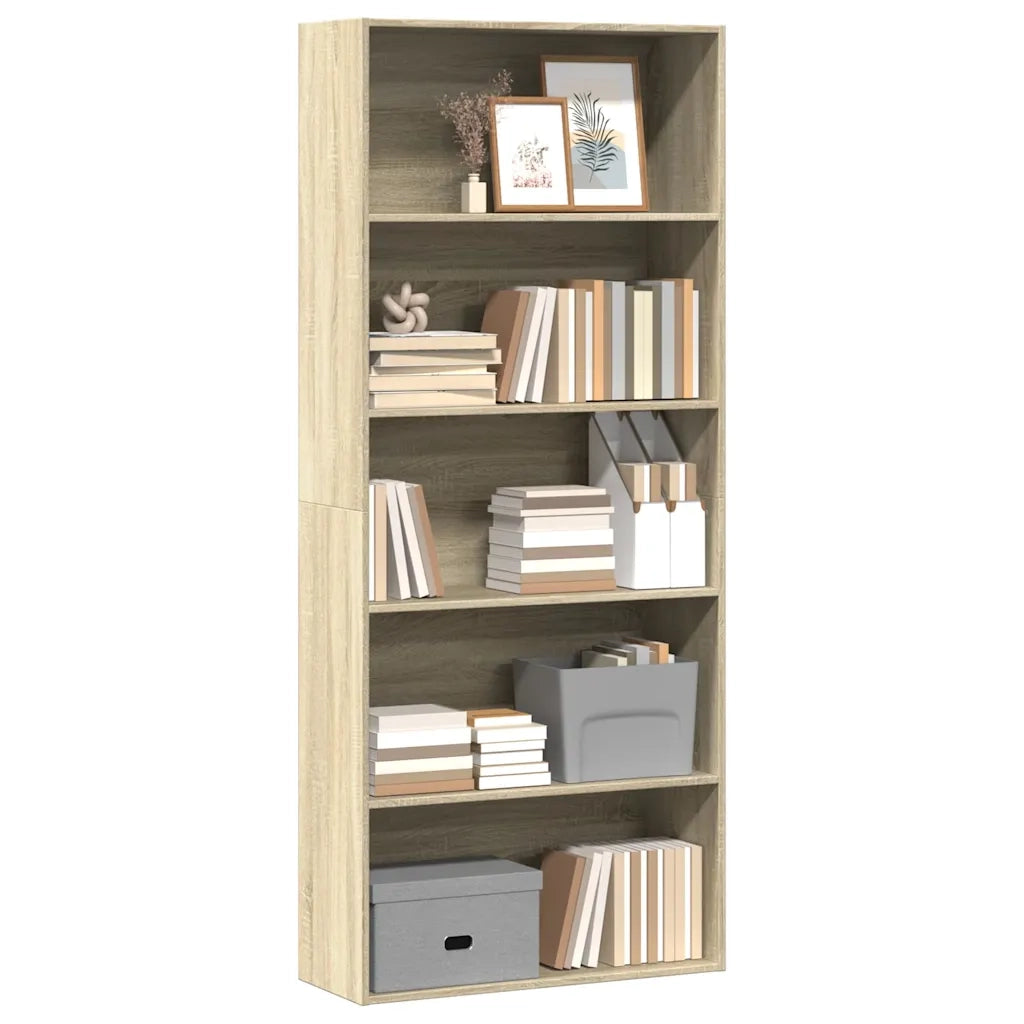 Libreria-Scaffale per Libri-Mobile di Stoccaggio Rovere Sonoma 80x30x189 cm in Legno Multistrato