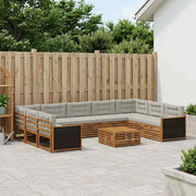 Set di divani da esterno 10 pz Naturale e Grigio Chiaro 3383854