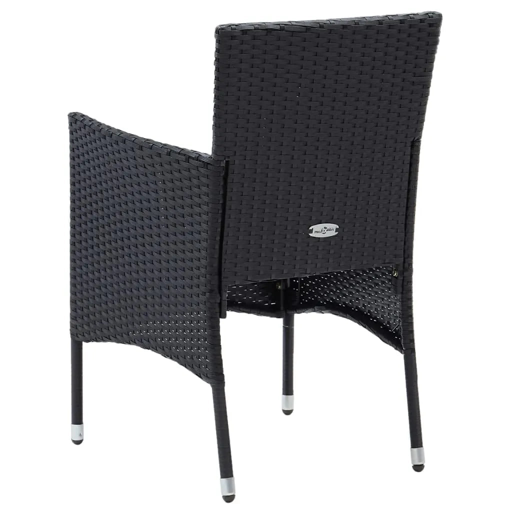 Set da Pranzo da Giardino 9 pz con Cuscini Nero in Polyrattan 3094978
