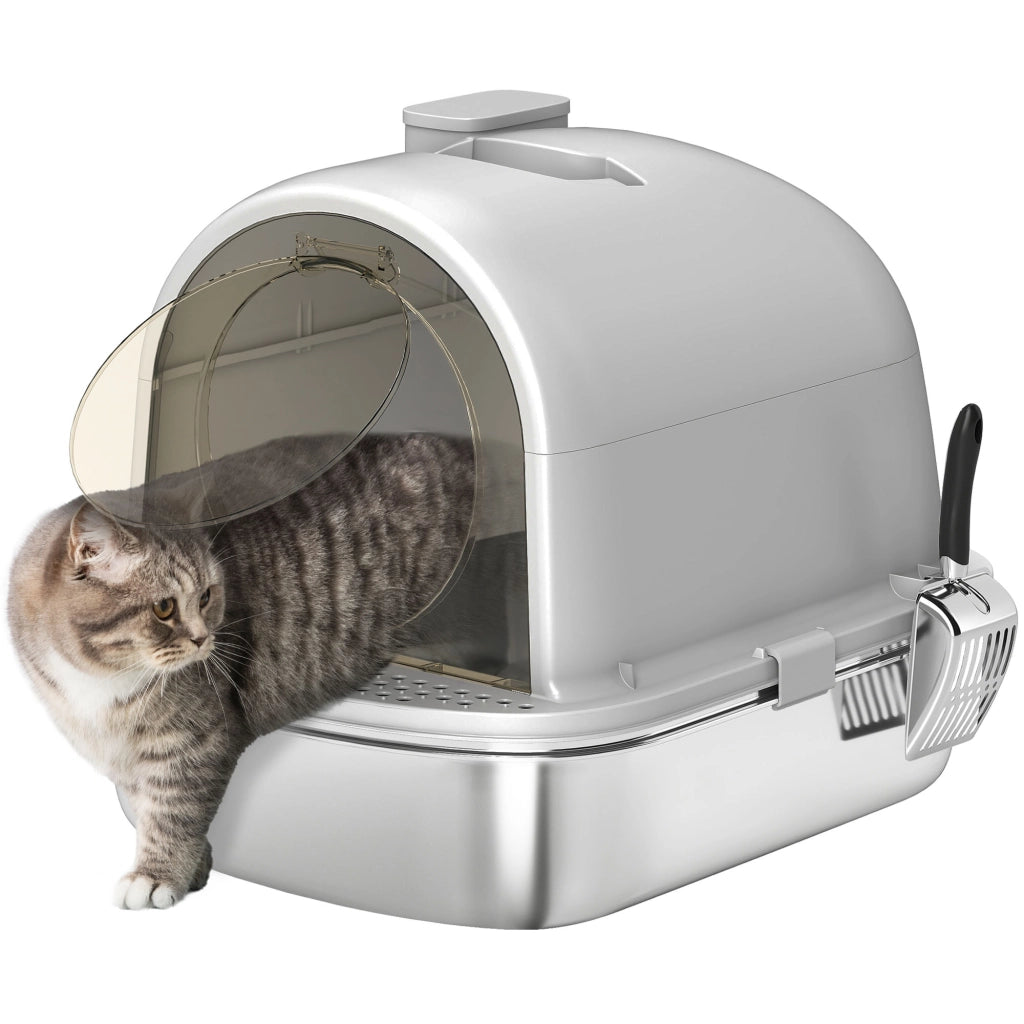 Arenero per Gatti ¨C zephmum ¨C Grigio Acciaio Inox 52,4x41,3x39,9 cm