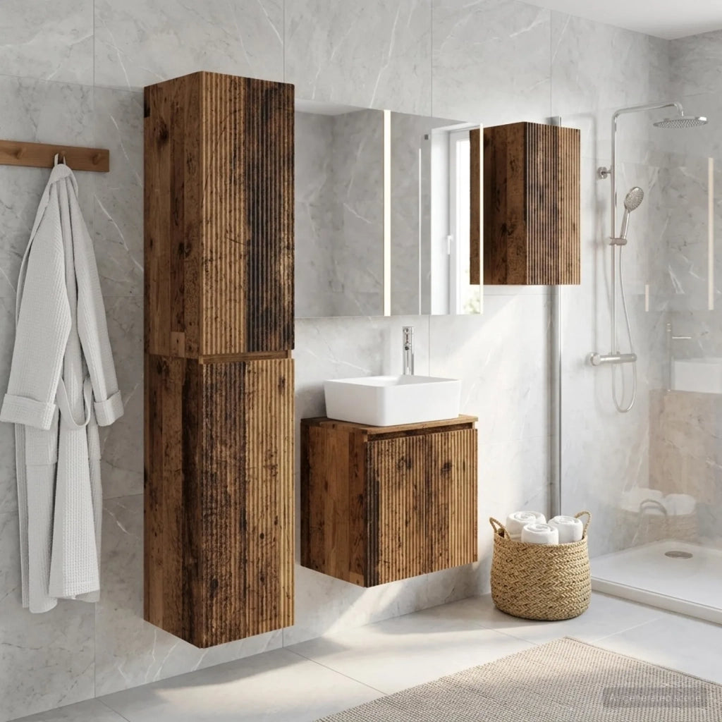 Set di Armadi da Bagno 5 pcs Legno antico 53 x 15,5 x 70 cm 3407333