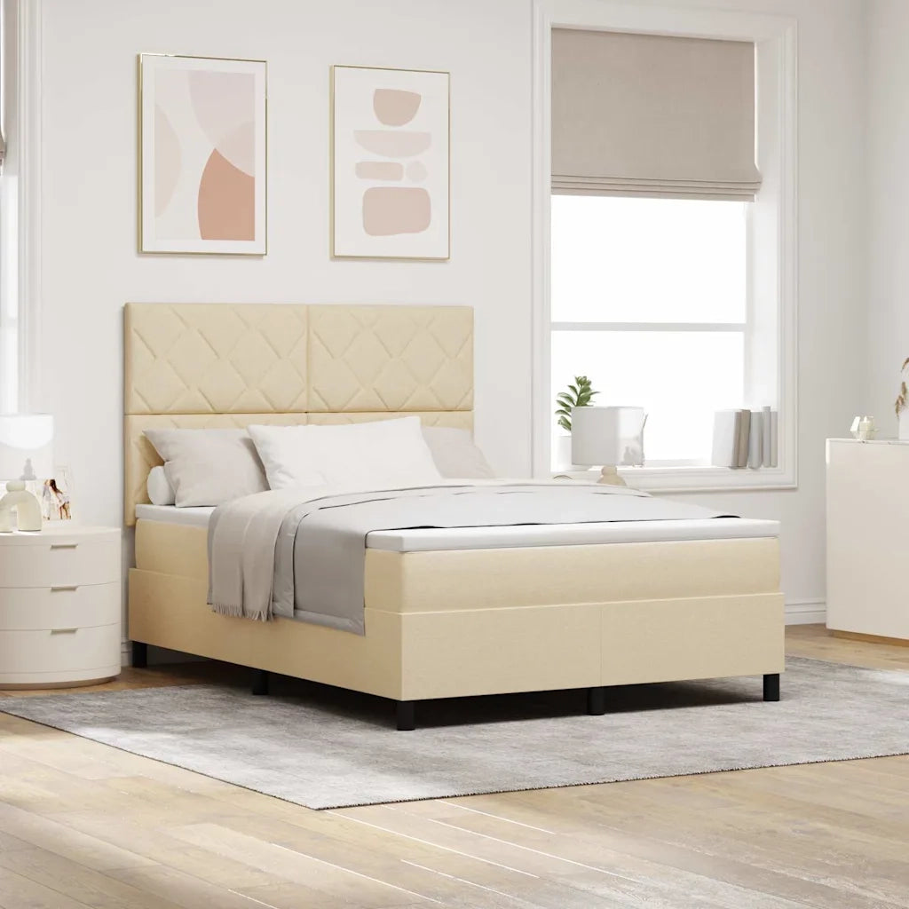 Letto a molle con materasso Crema 160 x 200 cm Tessuto 3339481