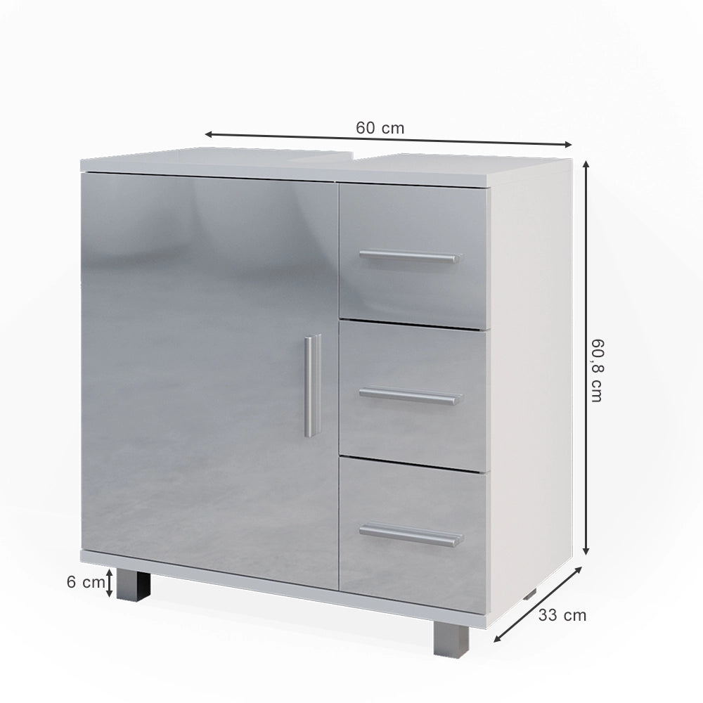 Vicco Mobile sottolavabo per bagno Bianco lucido 60 x 60.8 cm