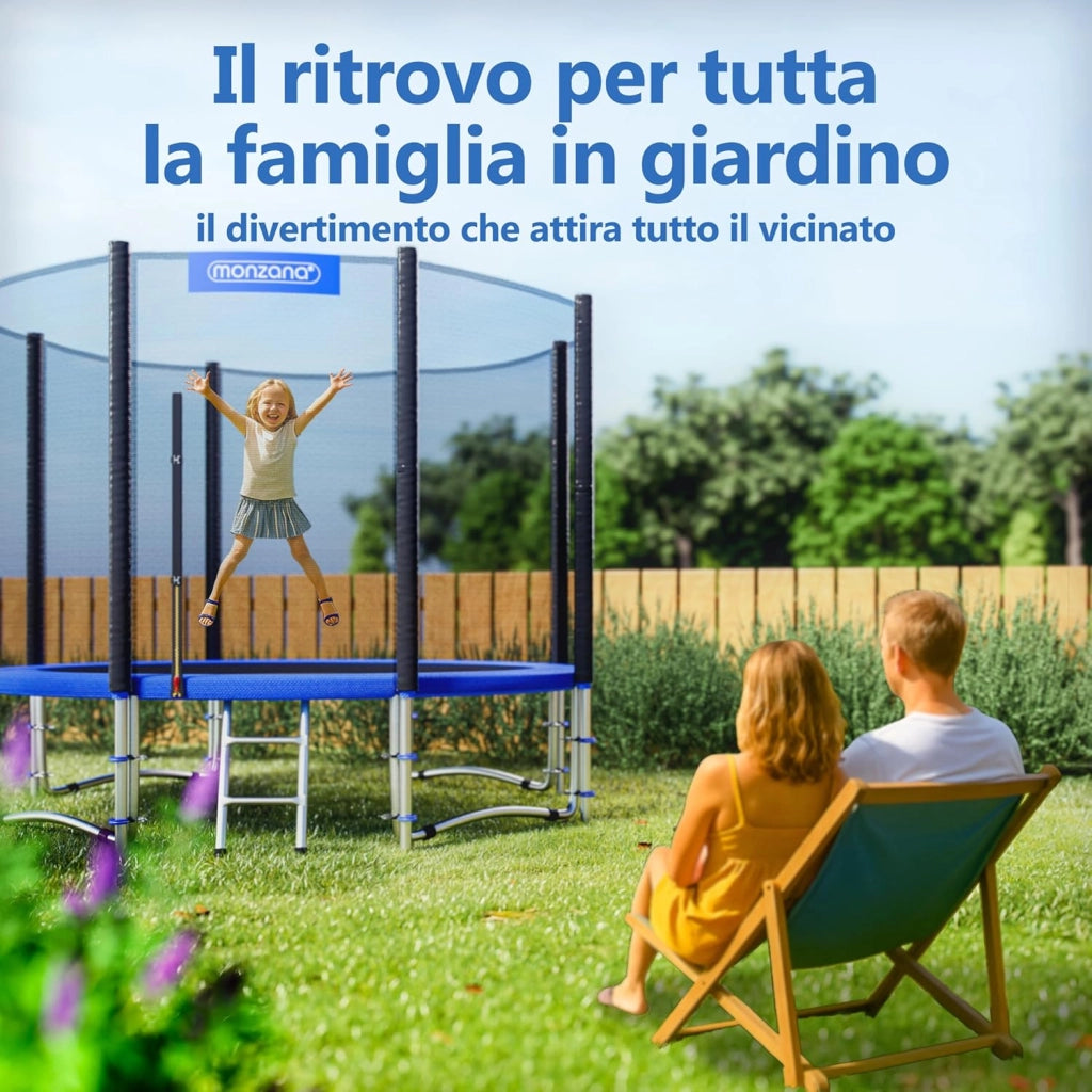 ® Trampolino Ø 183-427cm Set Completo Tappeto Elastico Rete Sicurezza Trampolino Elastico