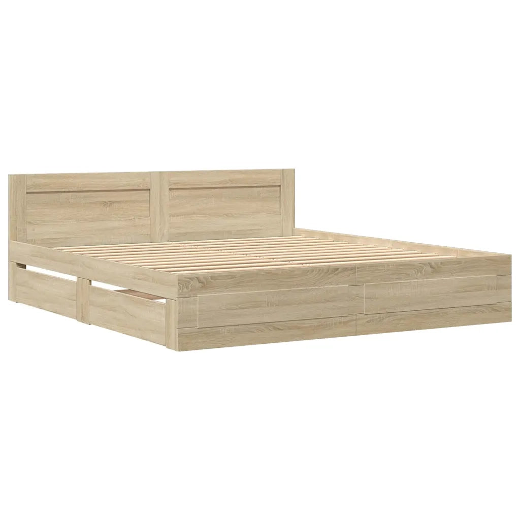 Struttura del letto 2 pcs Sonoma 193 x 203 cm Legno multistrato 3402856