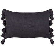 Cuscino decorativo cotone grigio 35 x 55 cm tinta unita con nappe stile boho accessori