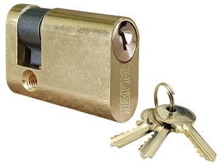 MEZZO CILINDRO INFILARE OVALE OTTONE LUCIDO 2401- - mm.40 centrato (30+10) KA1 - 2 pezzi IBFM