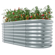 Fioriera ovale rialzata 165 x 80 x 60 cm design robusto e sicuro per giardino metallo grigio 20_0012337