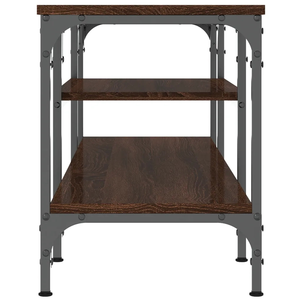 Mobile TV-Credenza per TV-Console TV Rovere Marrone 121x35x45 cm Legno Multistrato e Ferro
