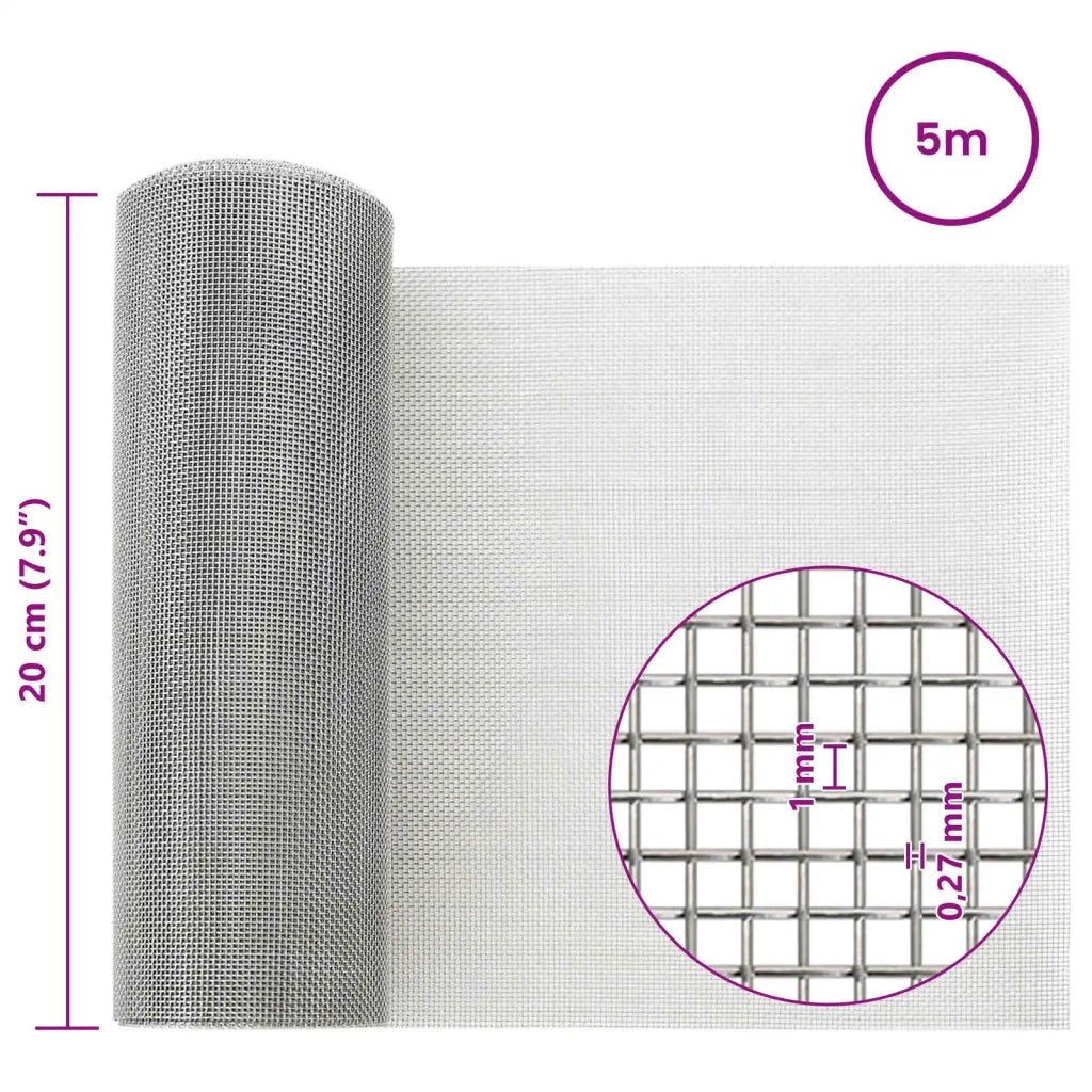 Rete per schermatura 20 x 500 cm 20 Mesh Argento 42039527