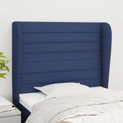 Testiera ad Orecchio-Testata con Orecchie Blu 103x23x118/128 cm in Tessuto 628998