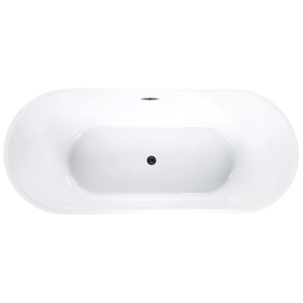 Vasca freestanding bianco sanitario acrilico singolo 160 x 80 cm forma ovale troppopieno sistema design moderno