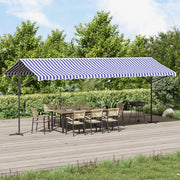 Tenda da Sole Blu e Bianca 600x300 cm in Tessuto e Acciaio 368934