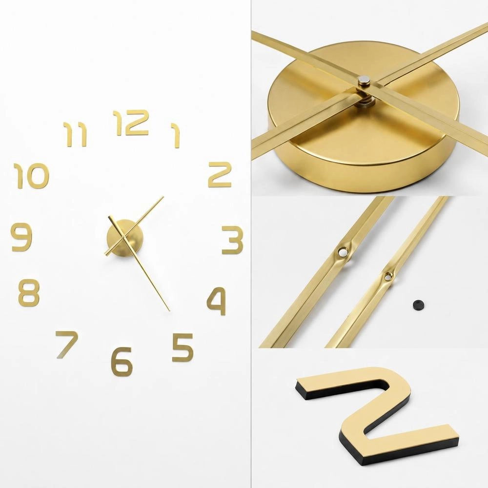 3D Wall Clock, Modern Design, 100 Cm XXL, Golden