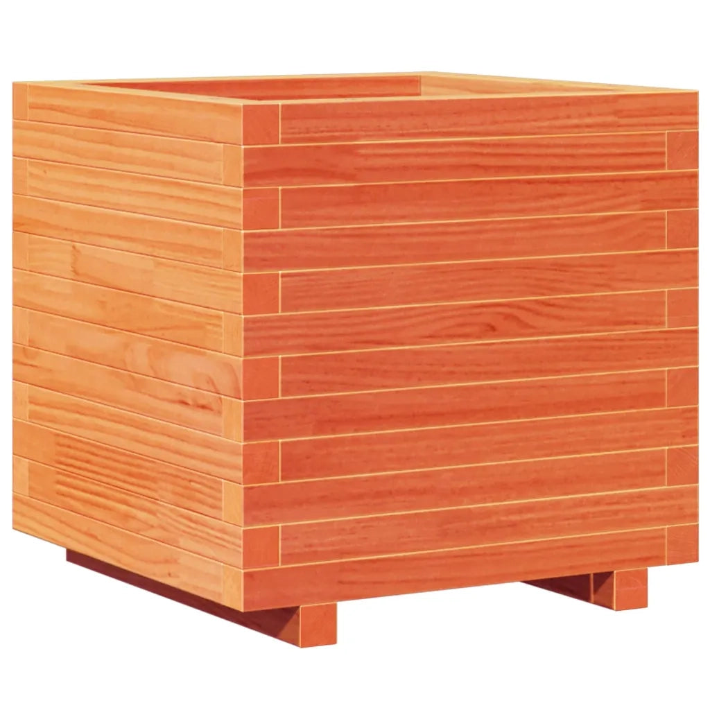 Fioriera Giardino-Vaso da Esterno-Contenitore per Piante Marrone Cera 50x50x49,5cm Legno Massello Pino 154358